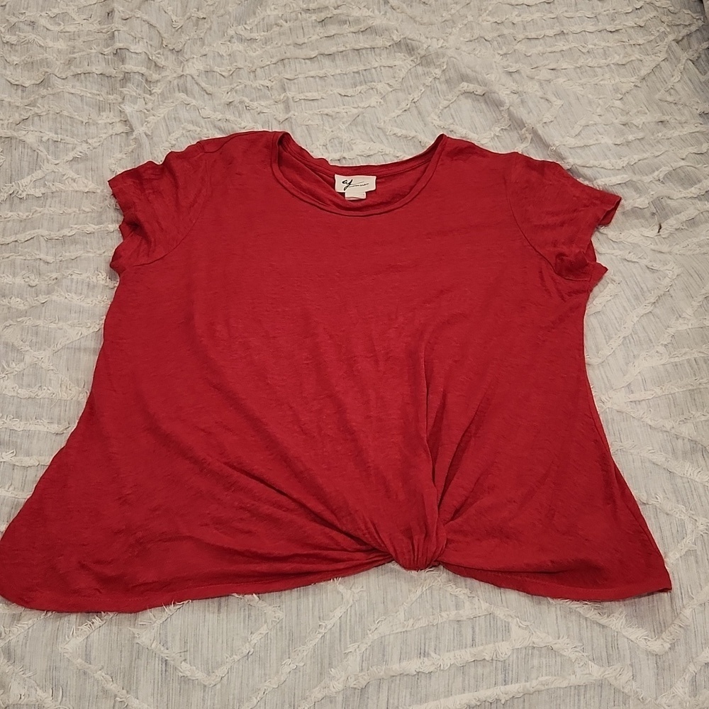 Beautiful pinkish-red Cranberry linen Andrea Jovine top size XL!